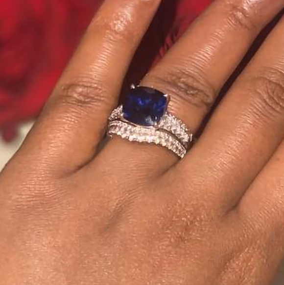 Blue Sapphire sliver 925 ring - Picture 2 of 3